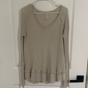 Altar’d State Cream Waffle Knit Long Sleeve